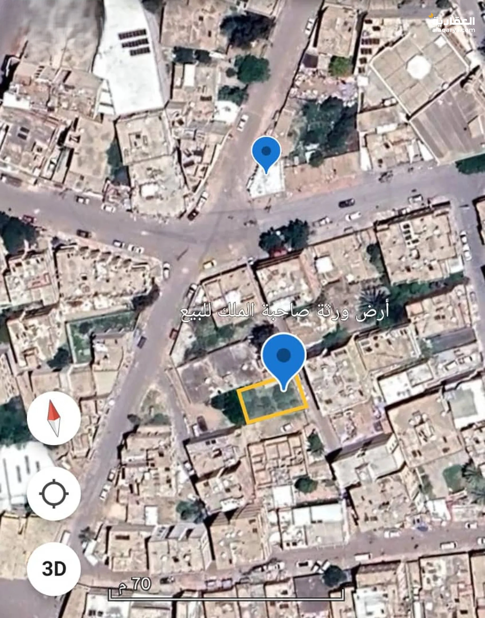 #أرض عرطة للبيع مسور جاهز مساحة ثلاث لبن و ثلث على شارع خمسة متر نافذ إلى شارع 16 سوق الروني