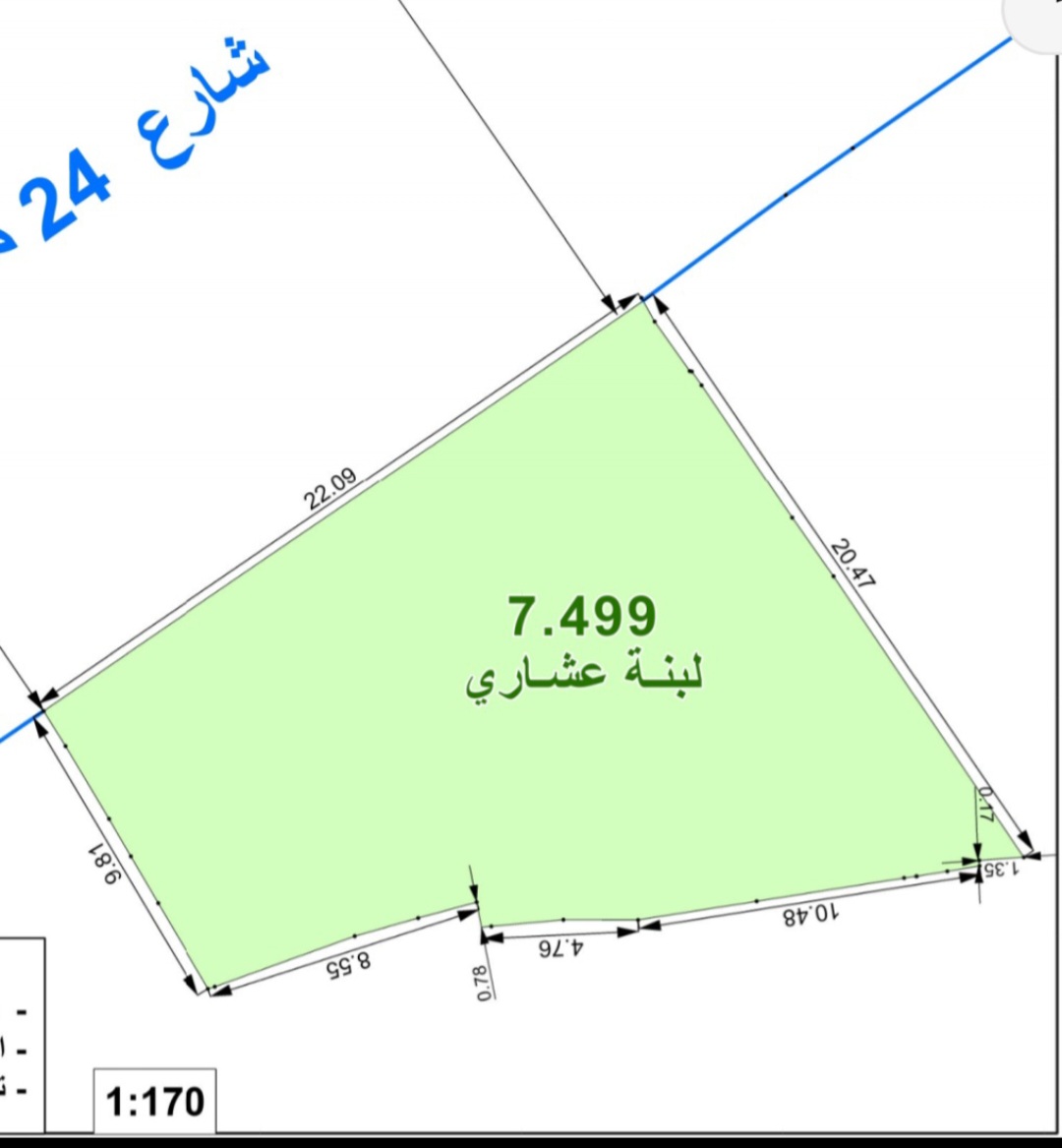 ارضيه للبيع 7.5 لبنه حي شميله